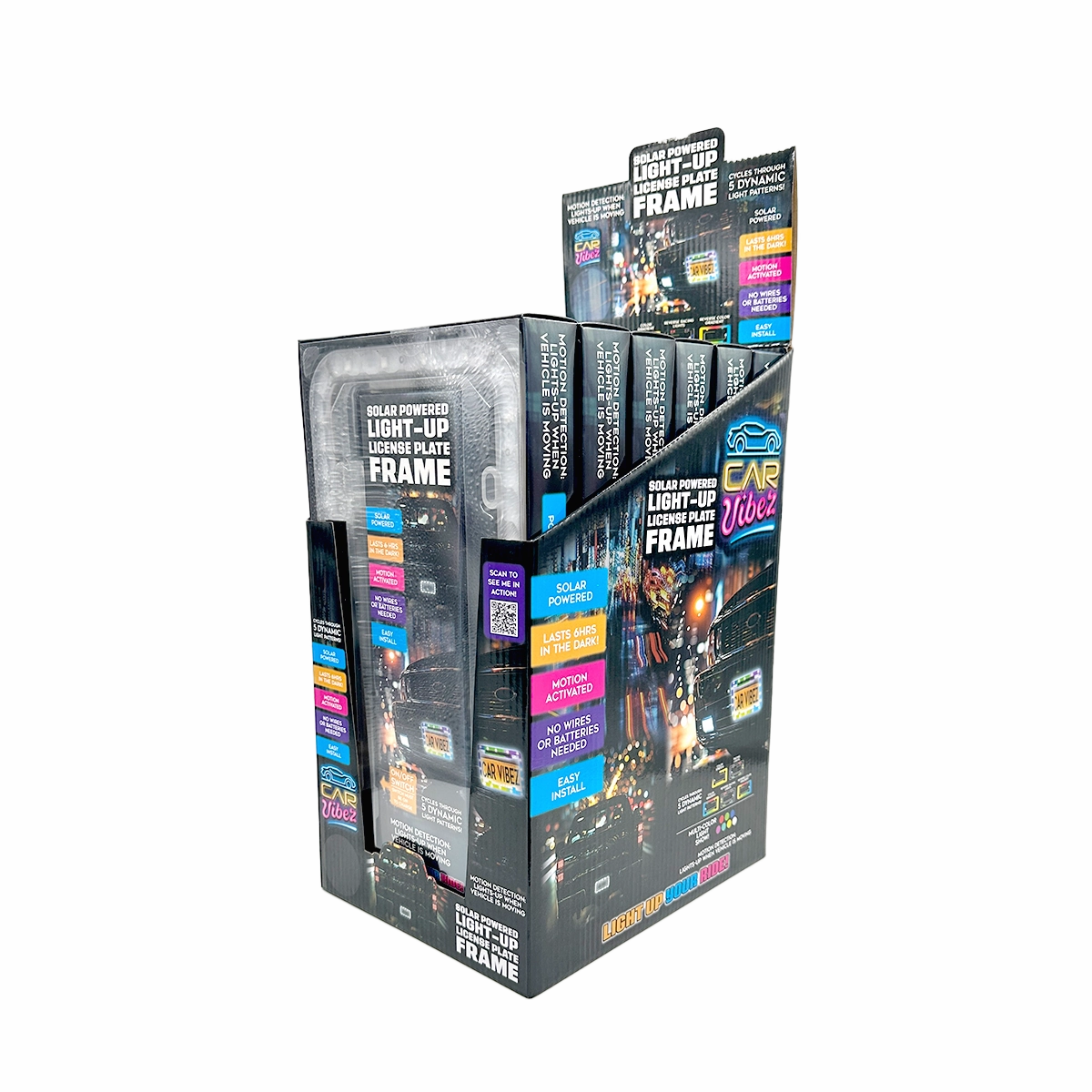 Solar Powered Light-Up License Plate Frame - 6 Pieces Per Retail Ready Display 25378