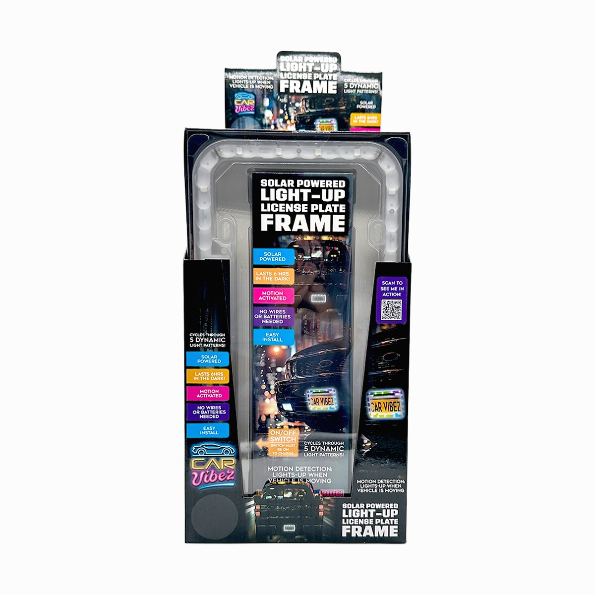 Solar Powered Light-Up License Plate Frame - 6 Pieces Per Retail Ready Display 25378