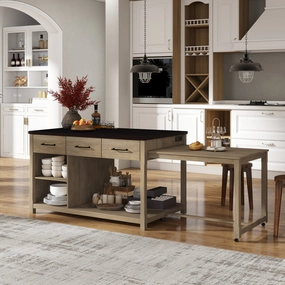 Streamdale Extendable Kitchen Island Cart w/ Power Outlets