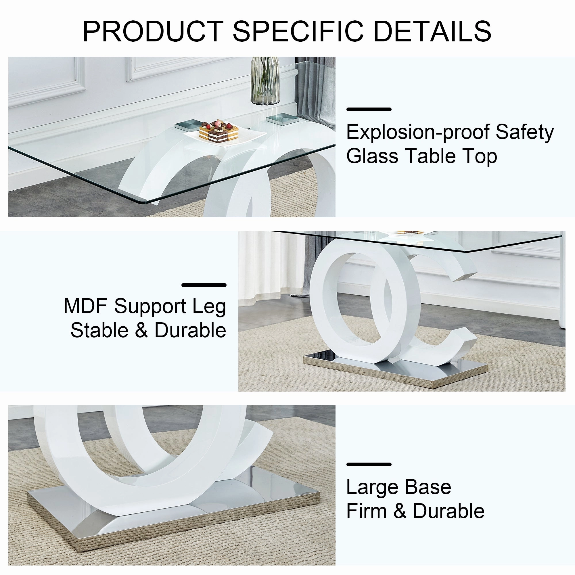 Streamdale Glass Dining Table with 4 PU Chairs