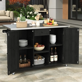 Streamdale Outdoor Kitchen Island - Fir Wood, Stainless Top