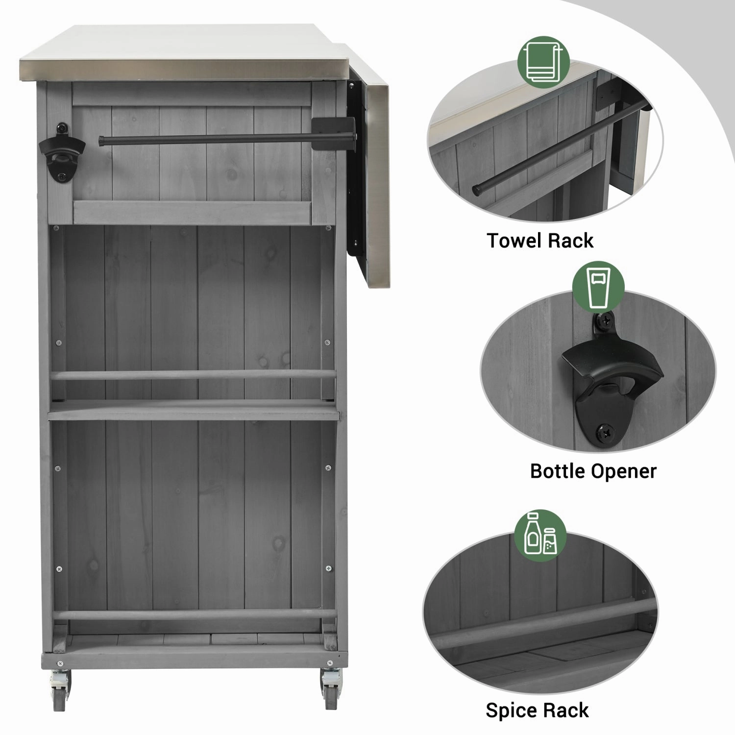 Streamdale Outdoor Kitchen Island - Fir Wood, Stainless Top