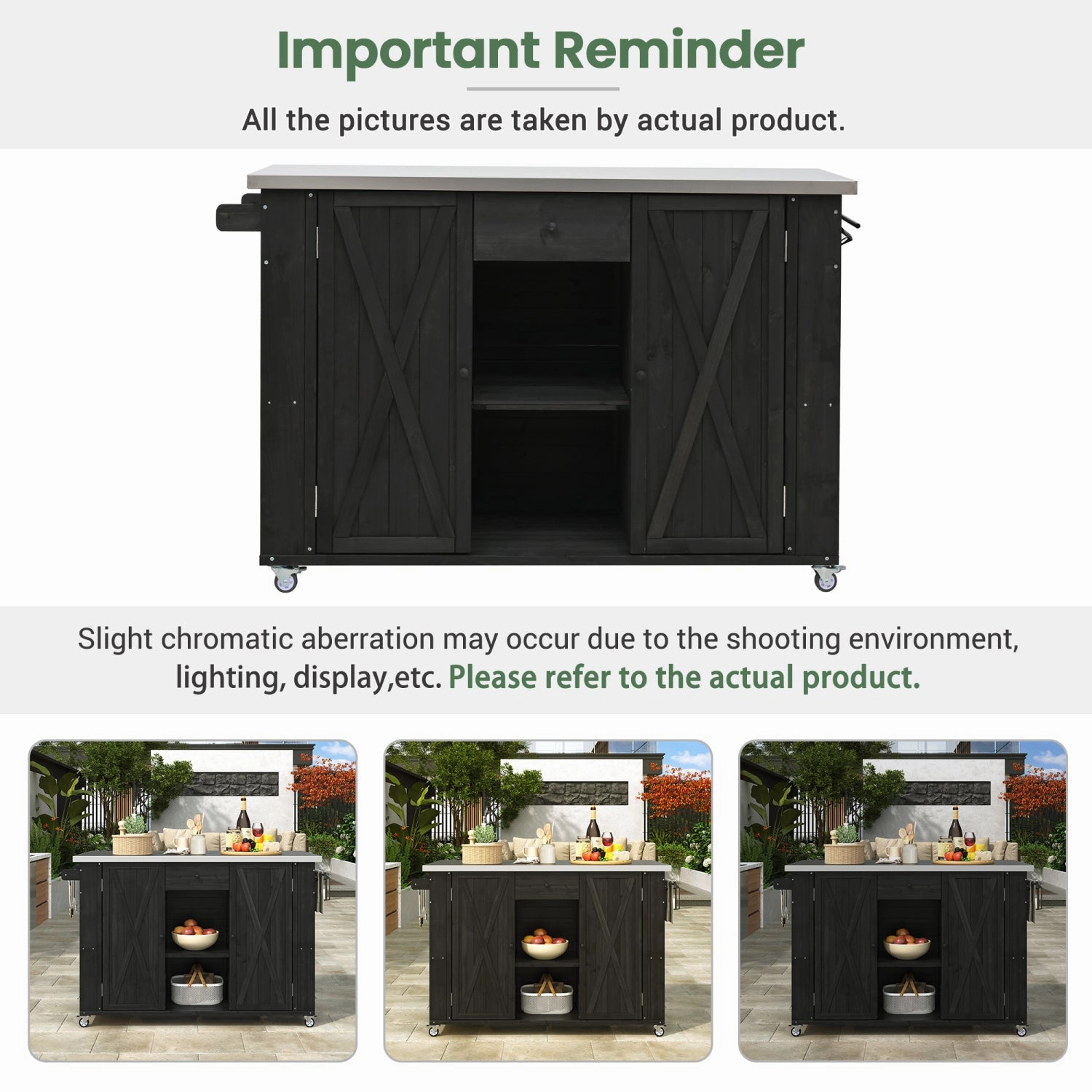 Streamdale Outdoor Kitchen Island - Fir Wood, Stainless Top