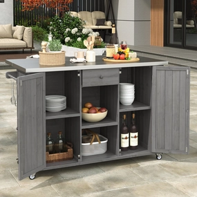 Streamdale Outdoor Kitchen Island - Fir Wood, Stainless Top