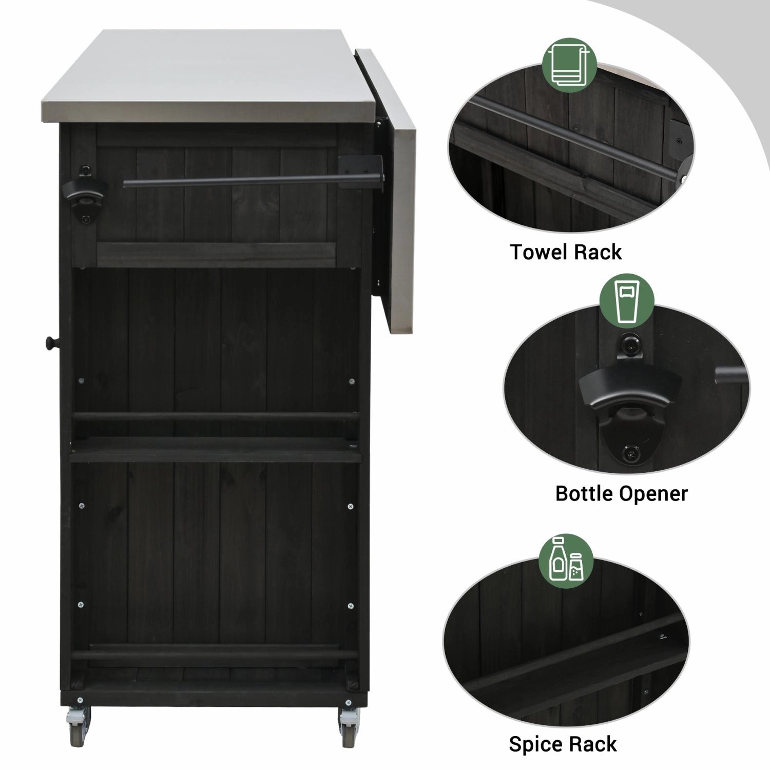 Streamdale Outdoor Kitchen Island - Fir Wood, Stainless Top