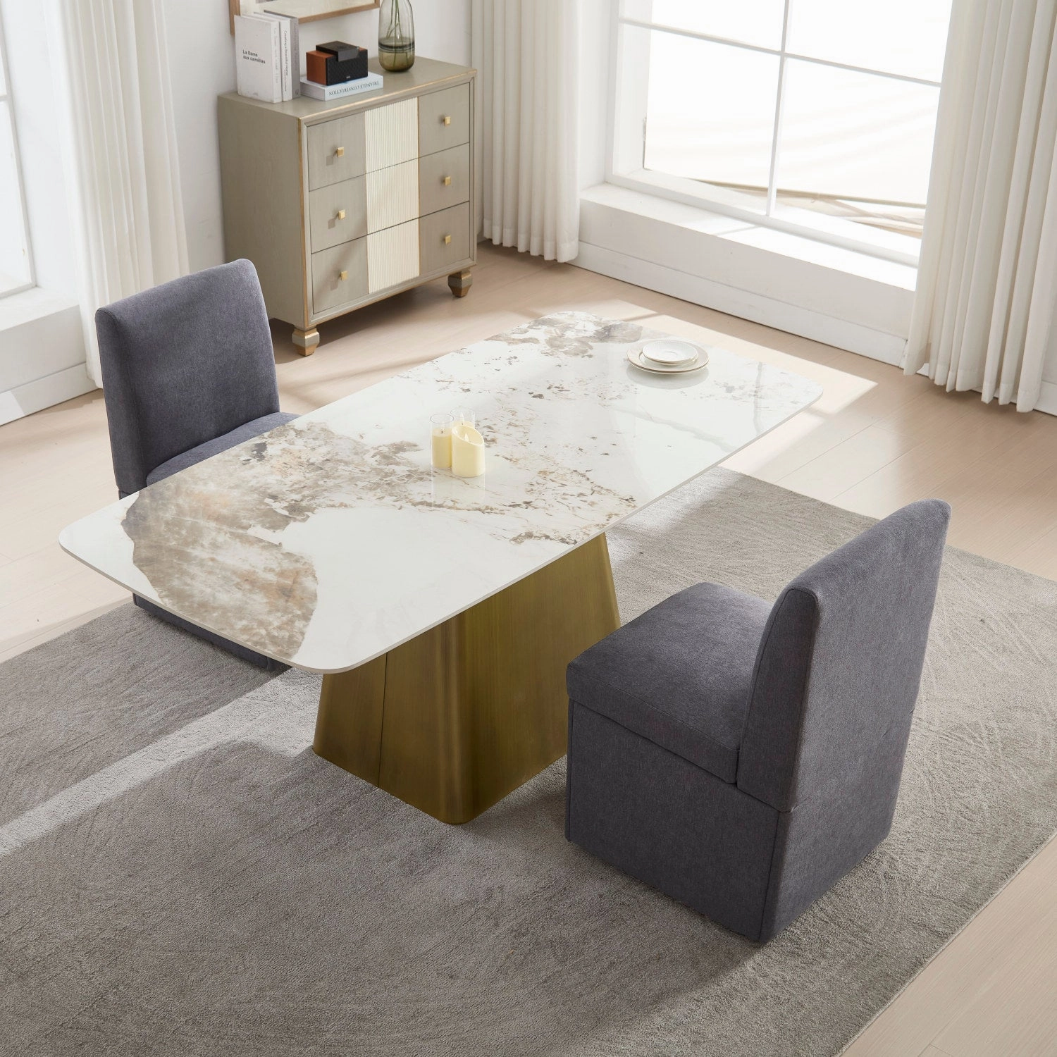 Streamdale Swivel Dining Chairs Set of 2, Rolling Kitchen Chairs
