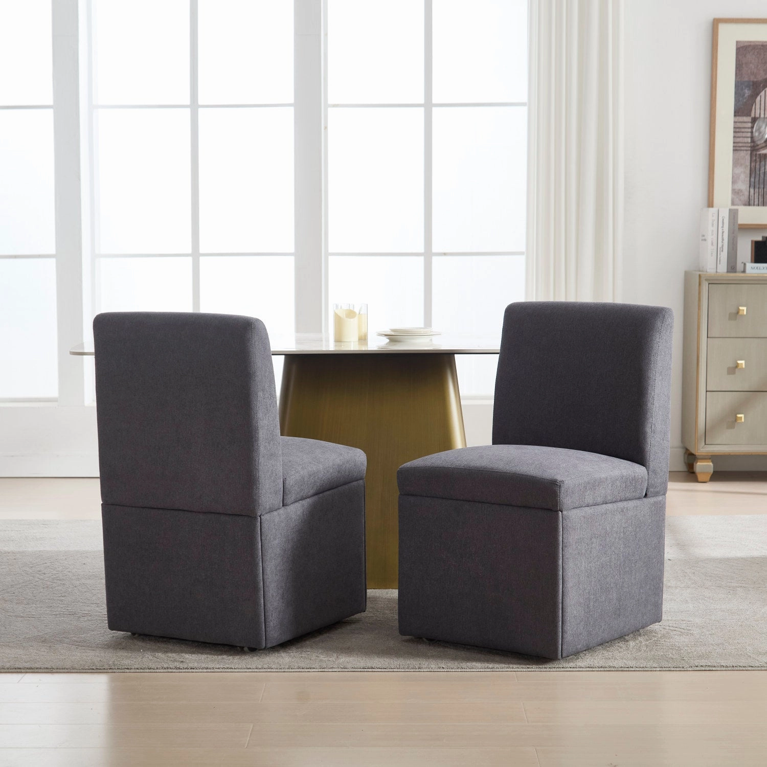 Streamdale Swivel Dining Chairs Set of 2, Rolling Kitchen Chairs