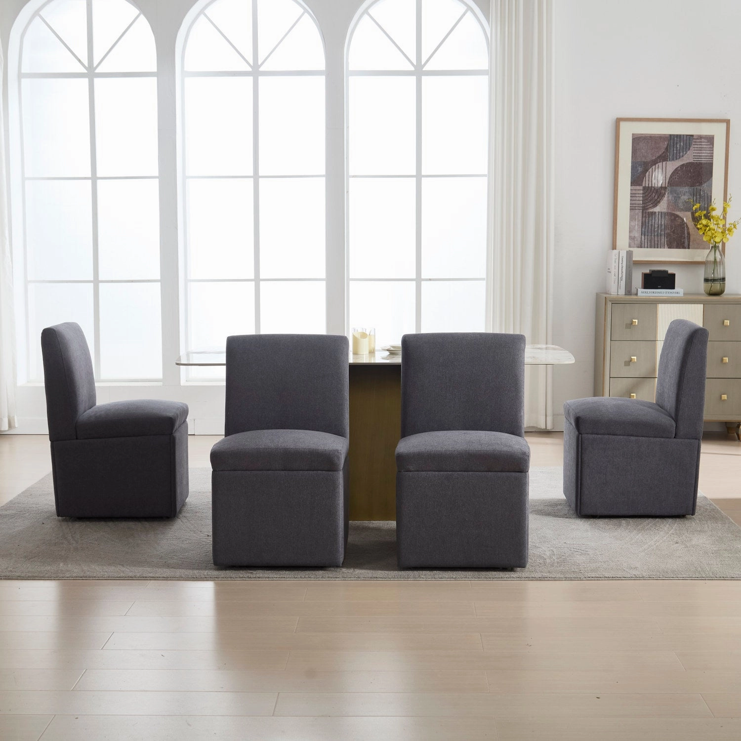 Streamdale Swivel Dining Chairs Set of 2, Rolling Kitchen Chairs
