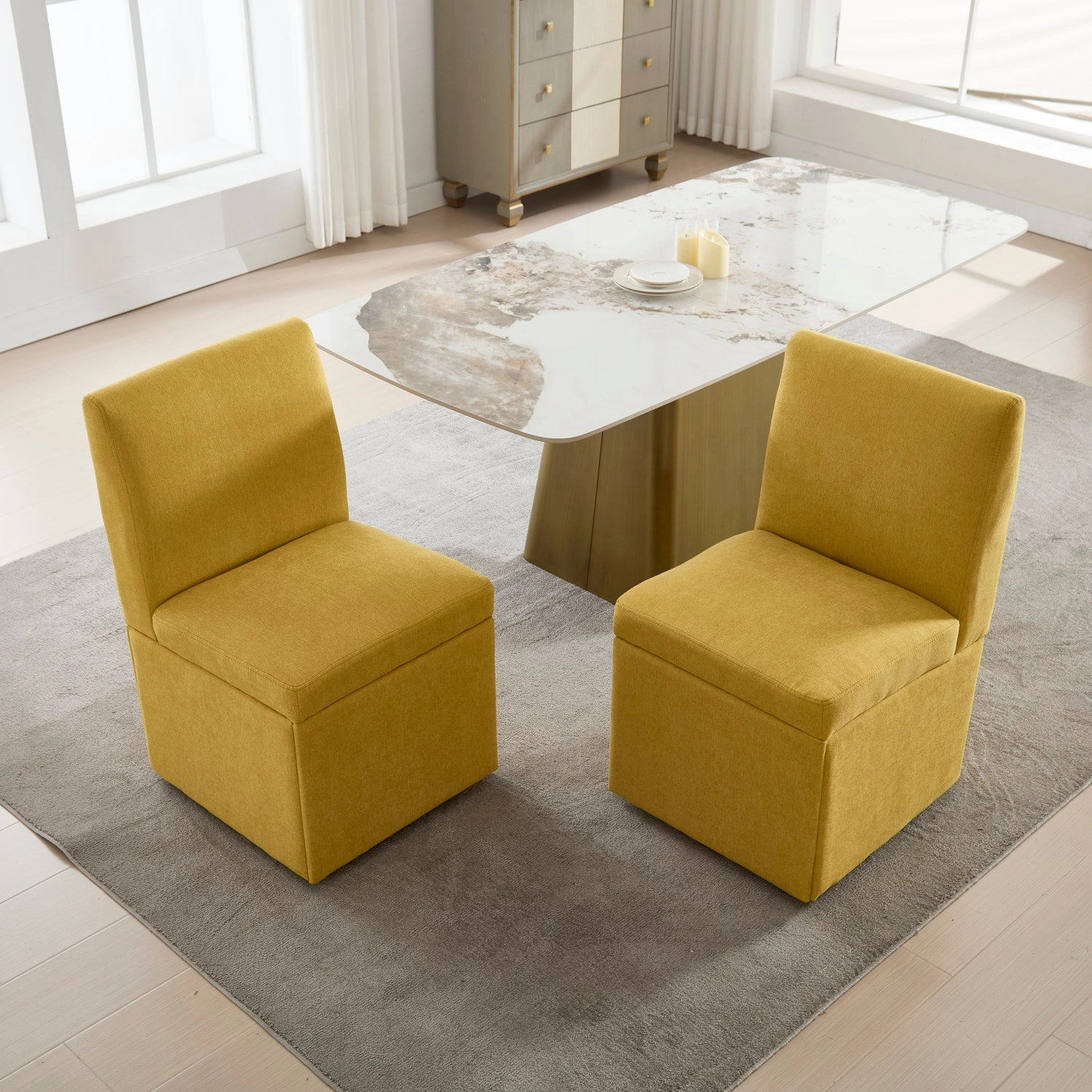 Streamdale Swivel Dining Chairs Set of 2, Rolling Kitchen Chairs