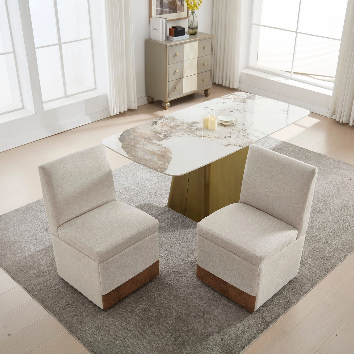 Streamdale Swivel Dining Chairs Set of 2, Rolling Kitchen Chairs