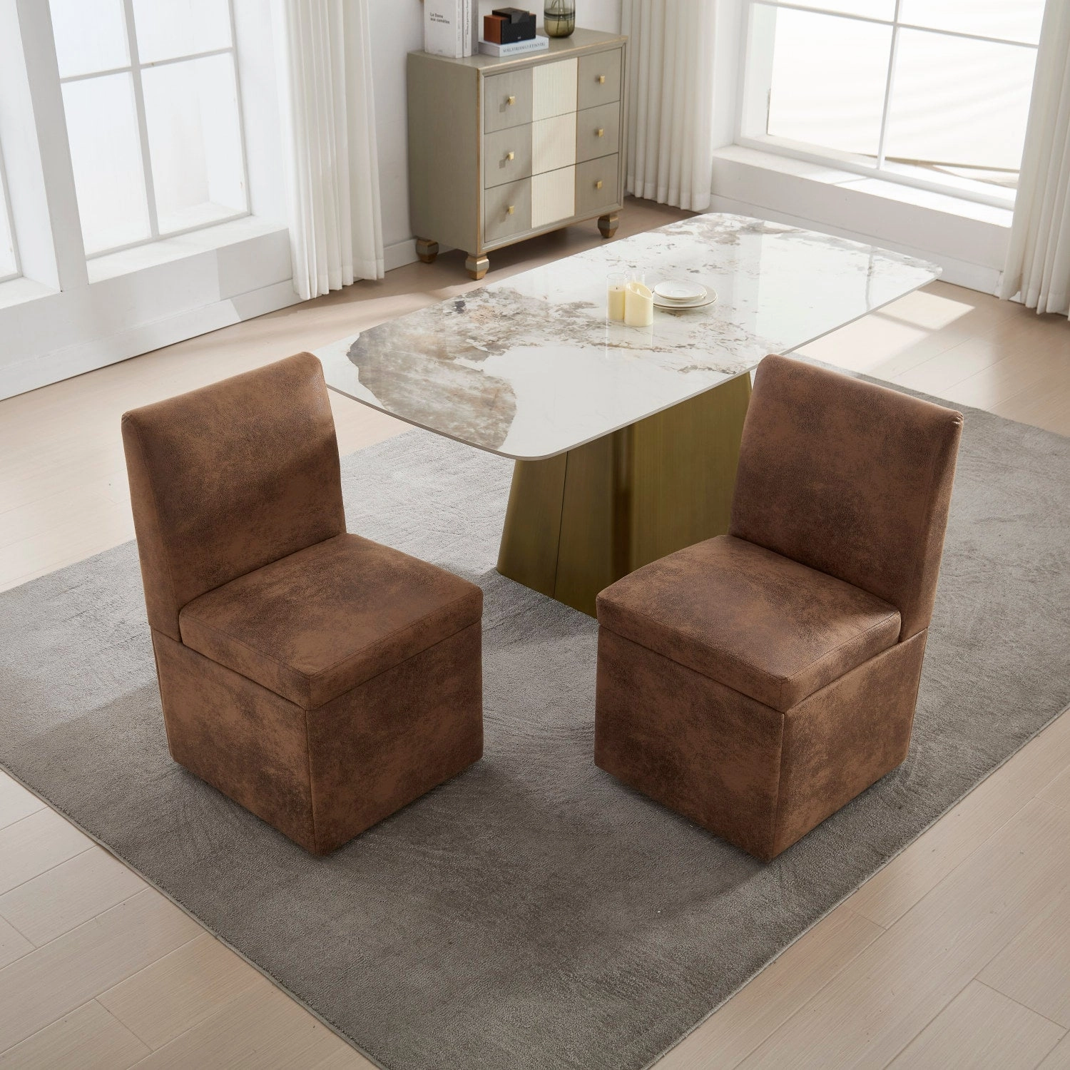 Streamdale Swivel Dining Chairs Set of 2, Rolling Kitchen Chairs