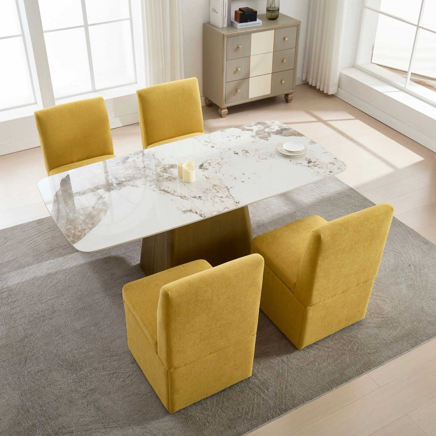 Streamdale Swivel Dining Chairs Set of 2, Rolling Kitchen Chairs