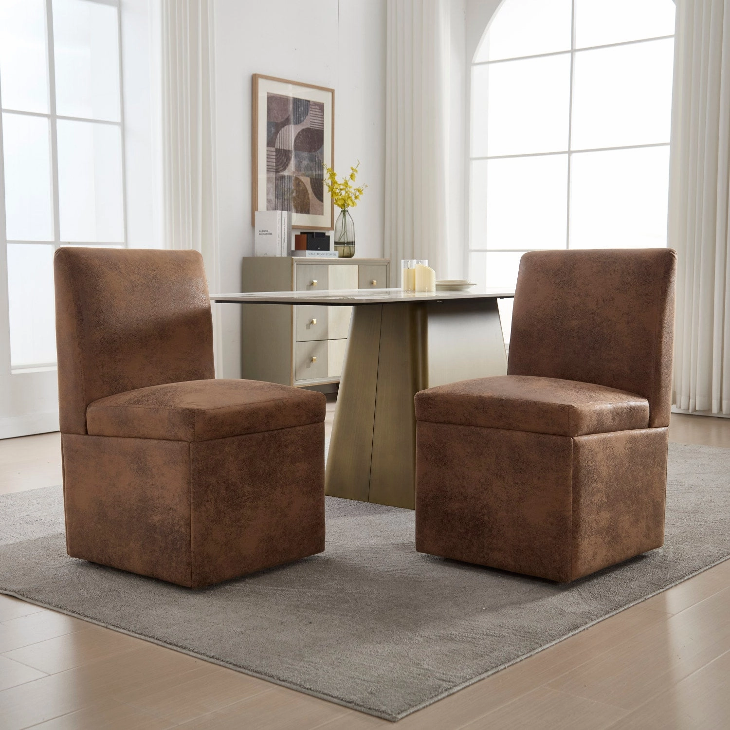 Streamdale Swivel Dining Chairs Set of 2, Rolling Kitchen Chairs