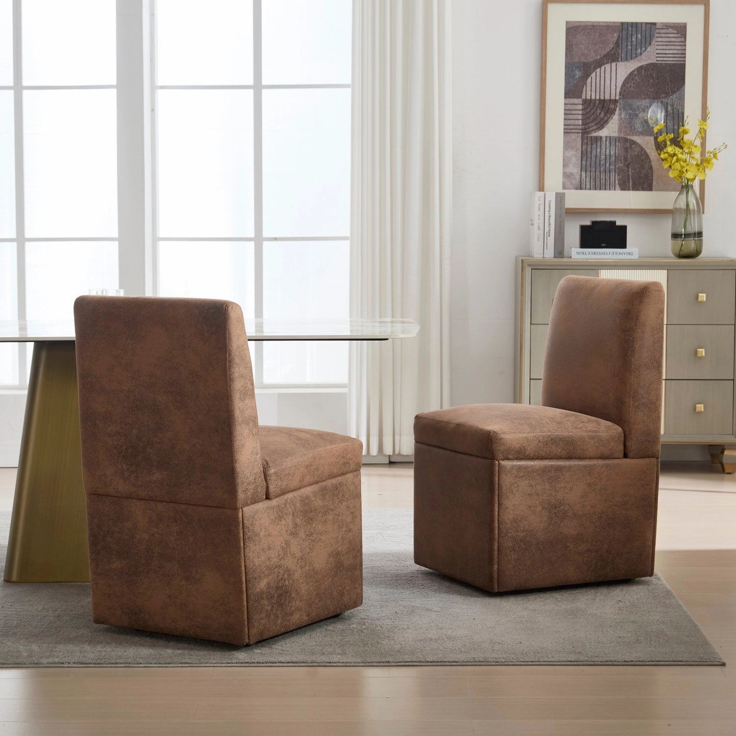 Streamdale Swivel Dining Chairs Set of 2, Rolling Kitchen Chairs