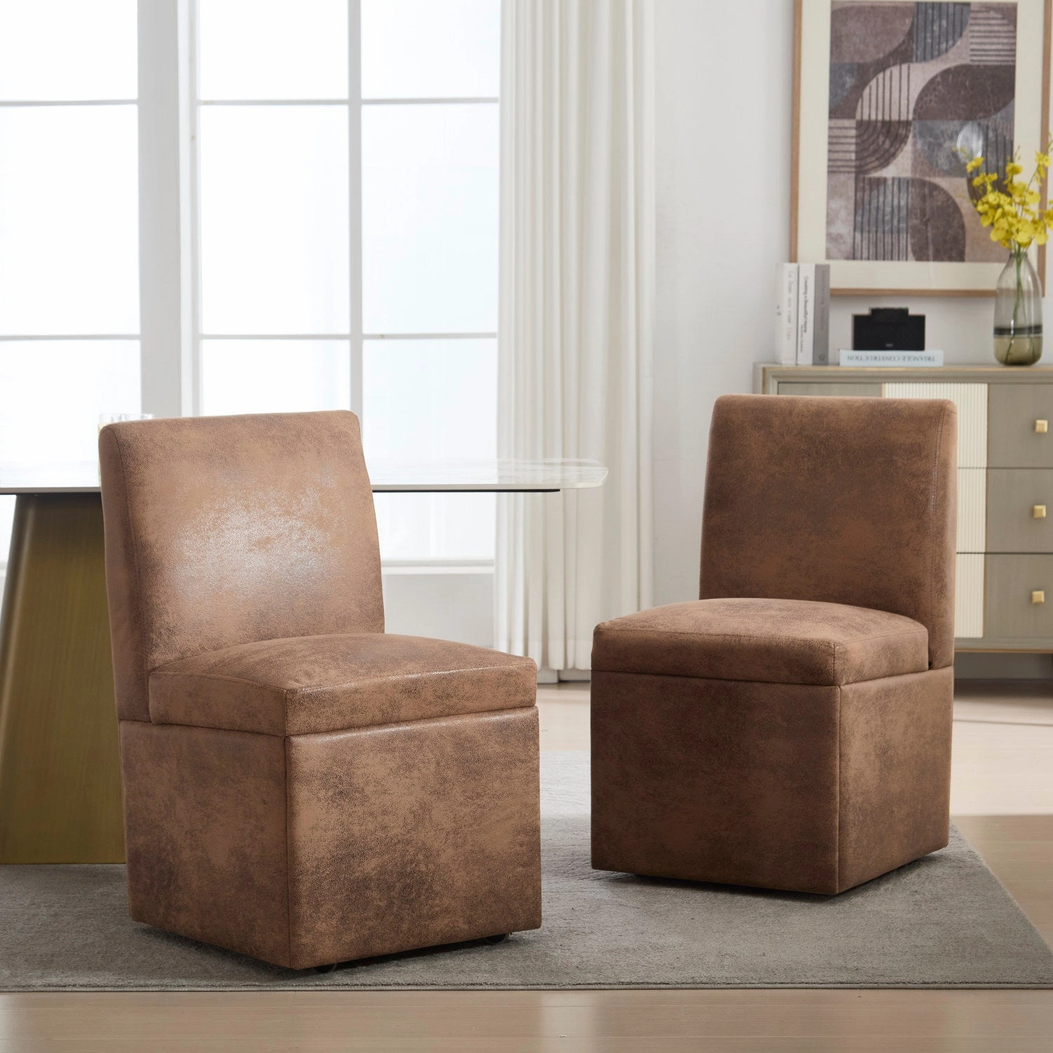 Streamdale Swivel Dining Chairs Set of 2, Rolling Kitchen Chairs