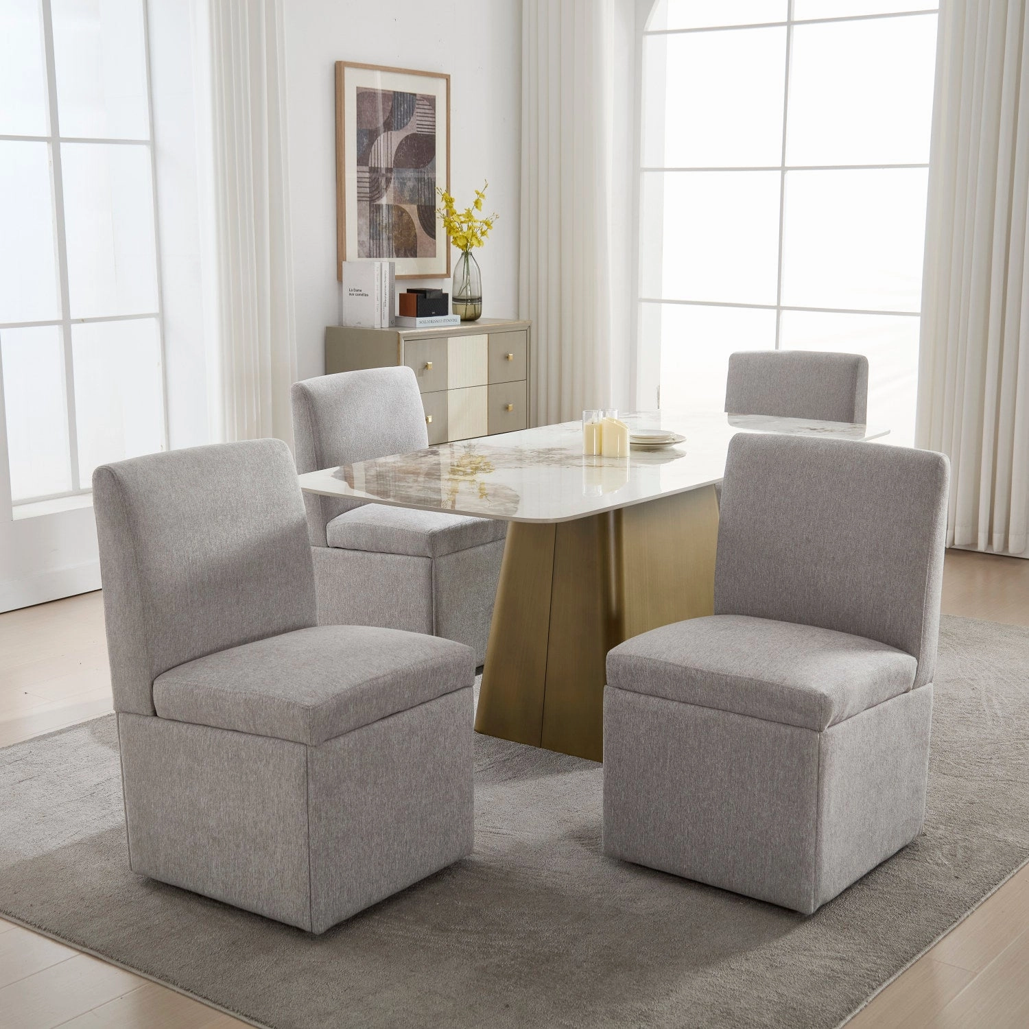 Streamdale Swivel Dining Chairs Set of 2, Rolling Kitchen Chairs