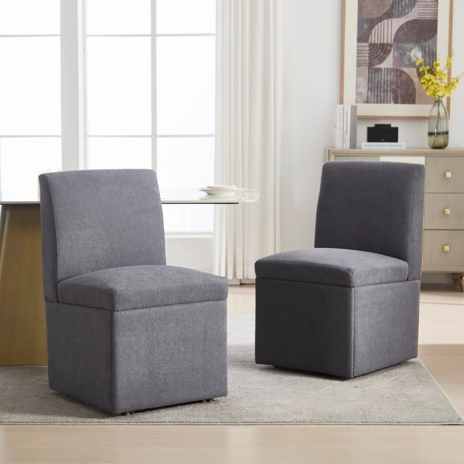 Streamdale Swivel Dining Chairs Set of 2, Rolling Kitchen Chairs