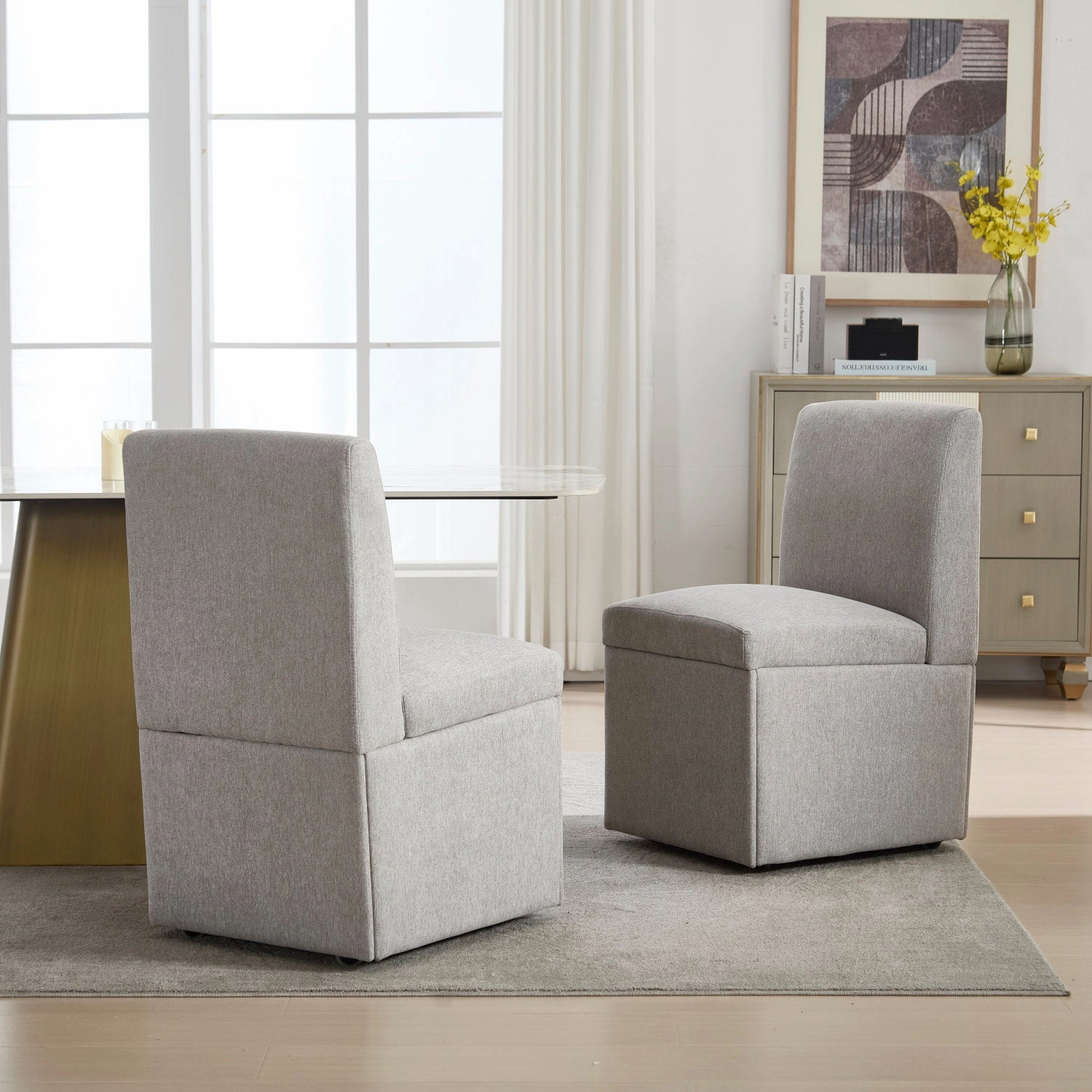 Streamdale Swivel Dining Chairs Set of 2, Rolling Kitchen Chairs