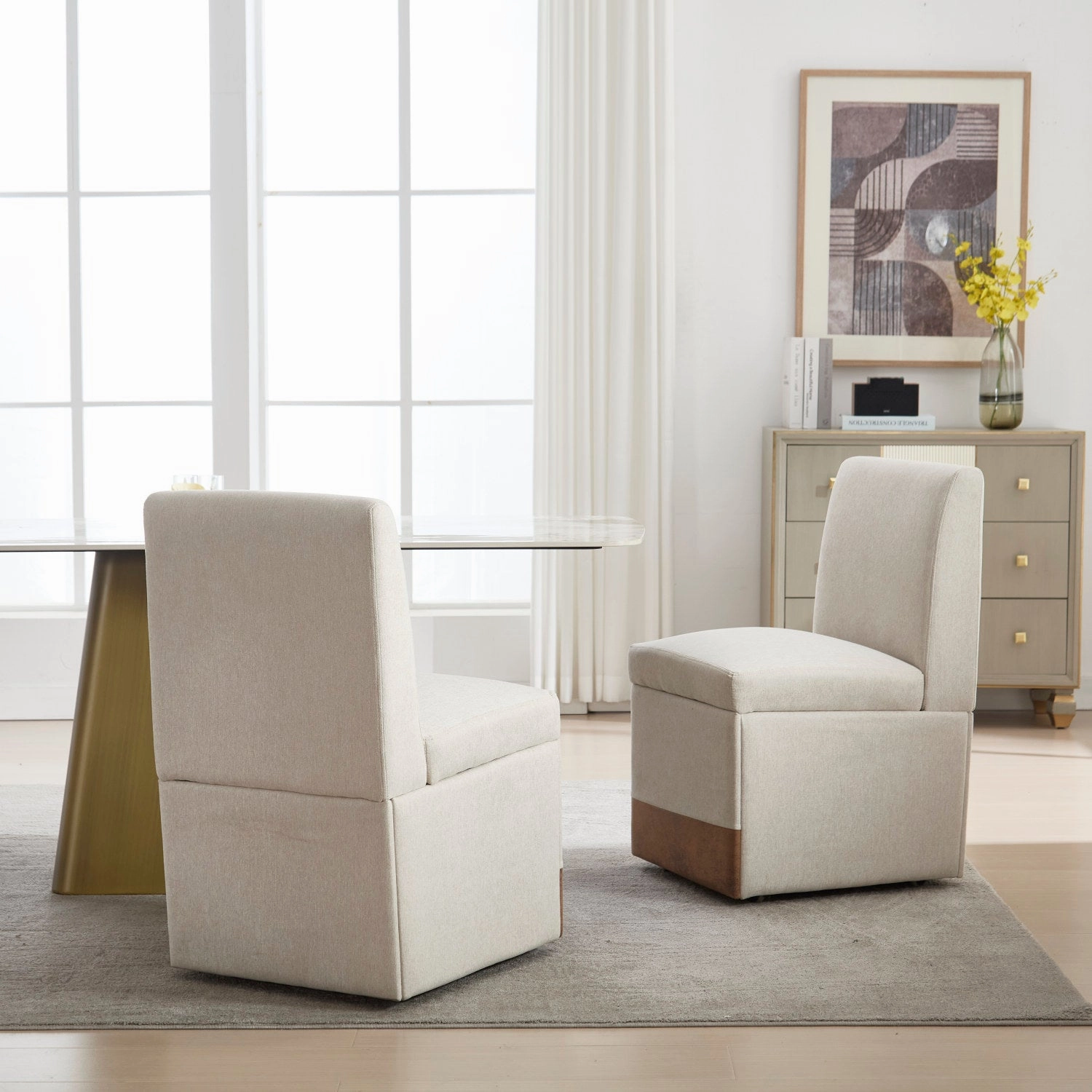 Streamdale Swivel Dining Chairs Set of 2, Rolling Kitchen Chairs