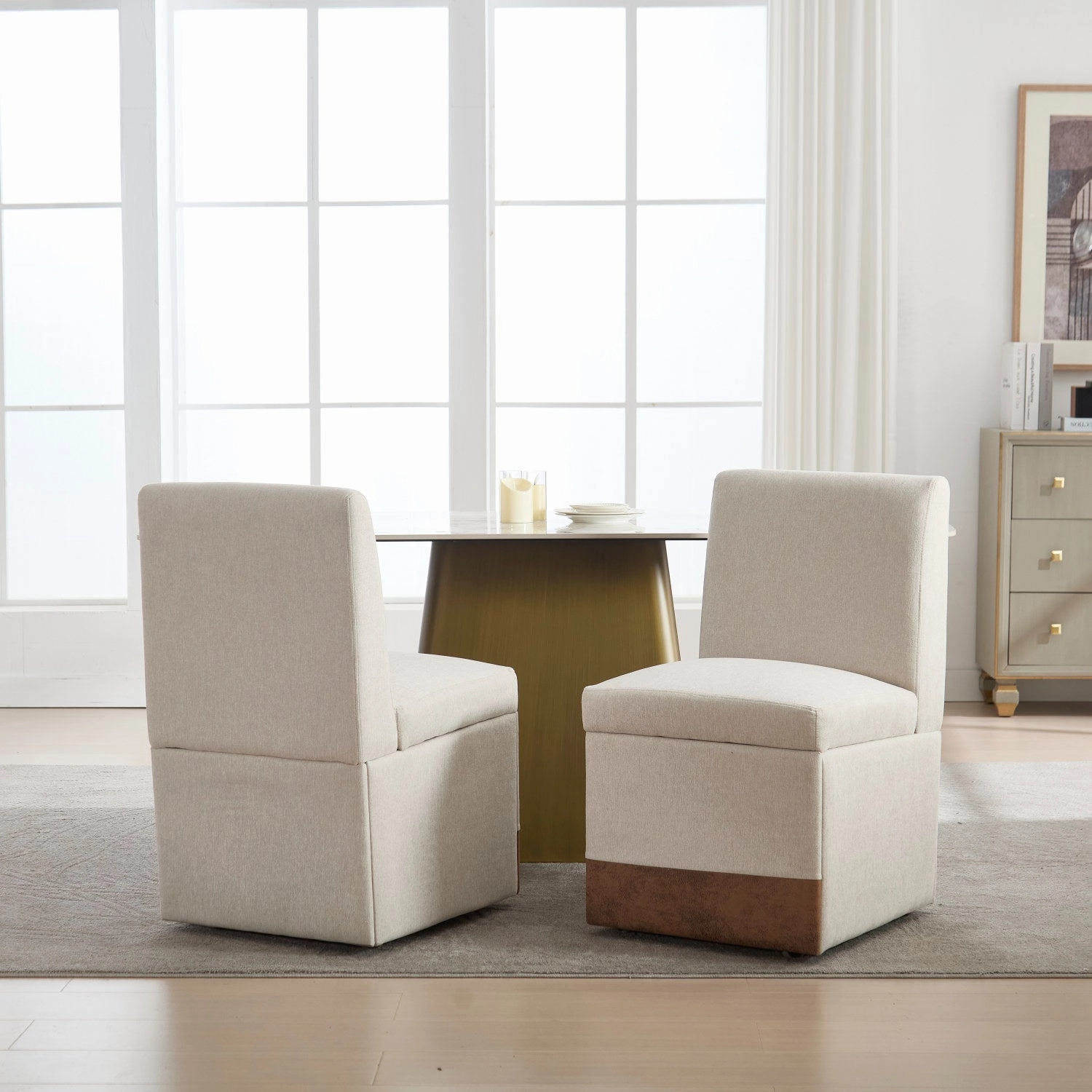 Streamdale Swivel Dining Chairs Set of 2, Rolling Kitchen Chairs