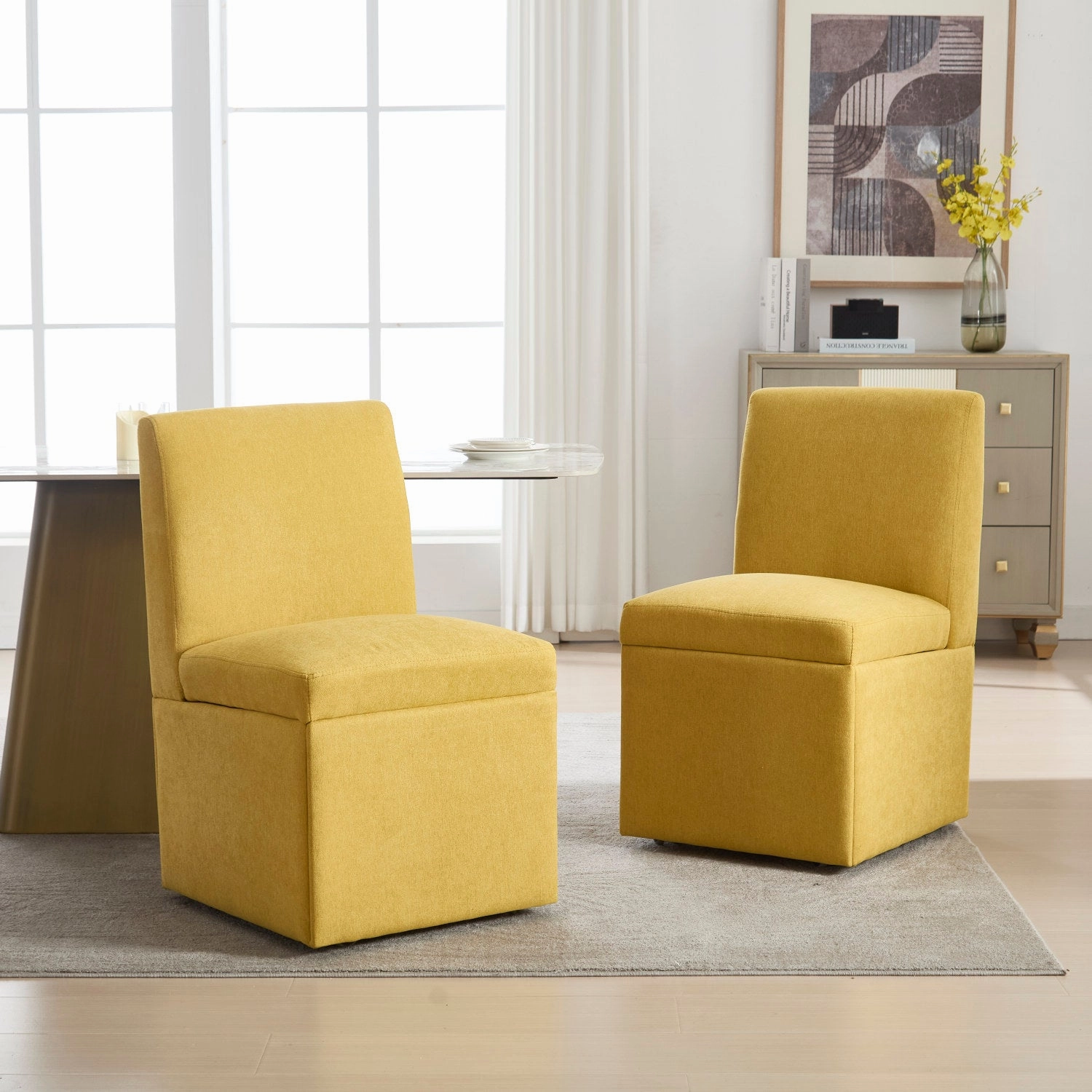 Streamdale Swivel Dining Chairs Set of 2, Rolling Kitchen Chairs