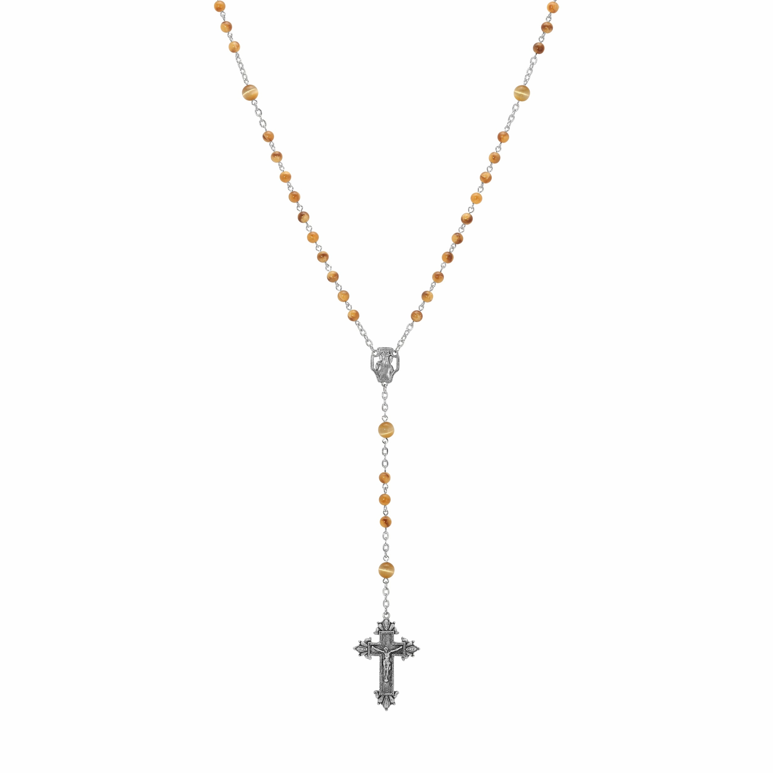 Symbols Of Faith Beaded Crucifix Rosary Necklace
