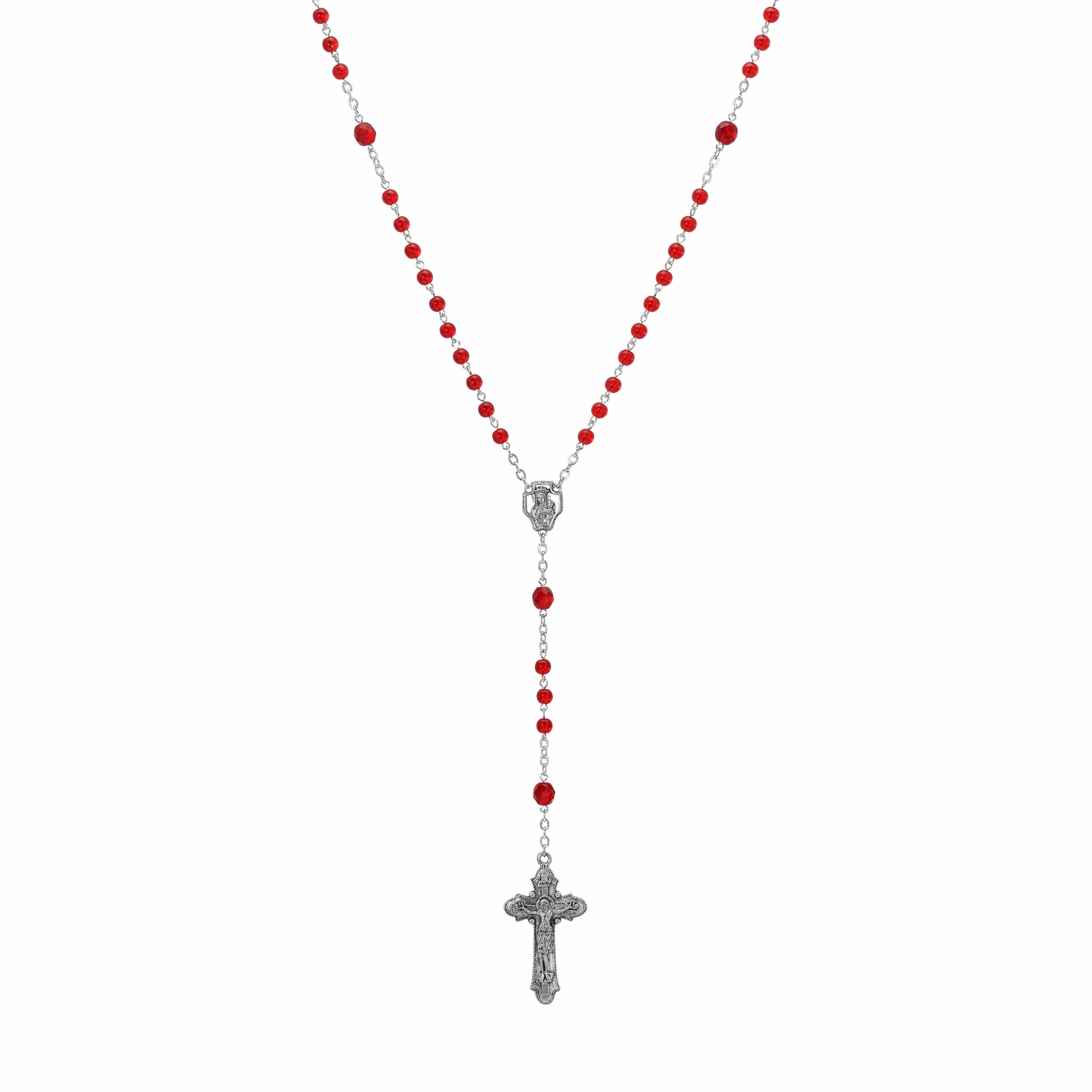Symbols Of Faith Beaded Crucifix Rosary Necklace