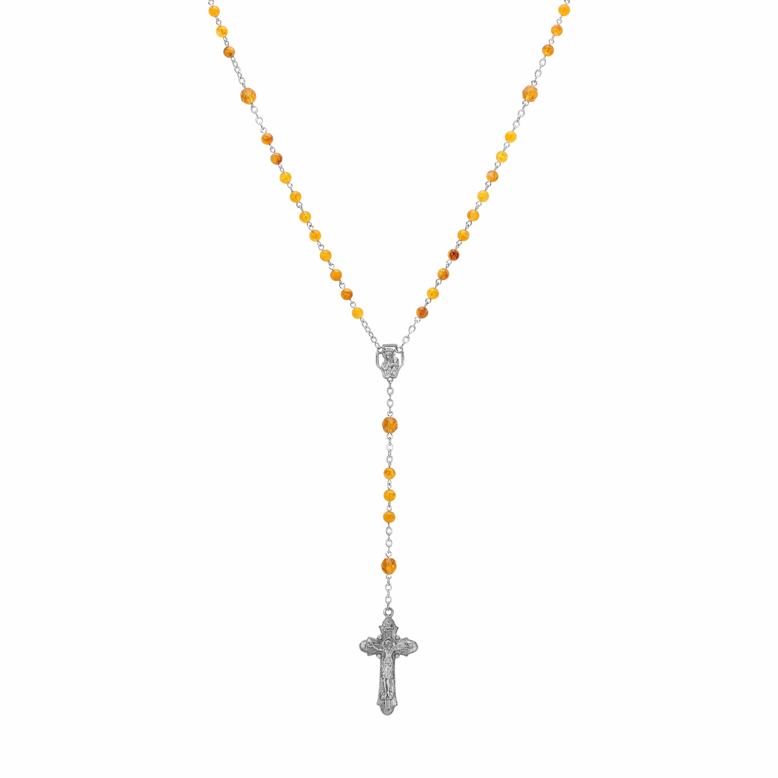 Symbols Of Faith Beaded Crucifix Rosary Necklace