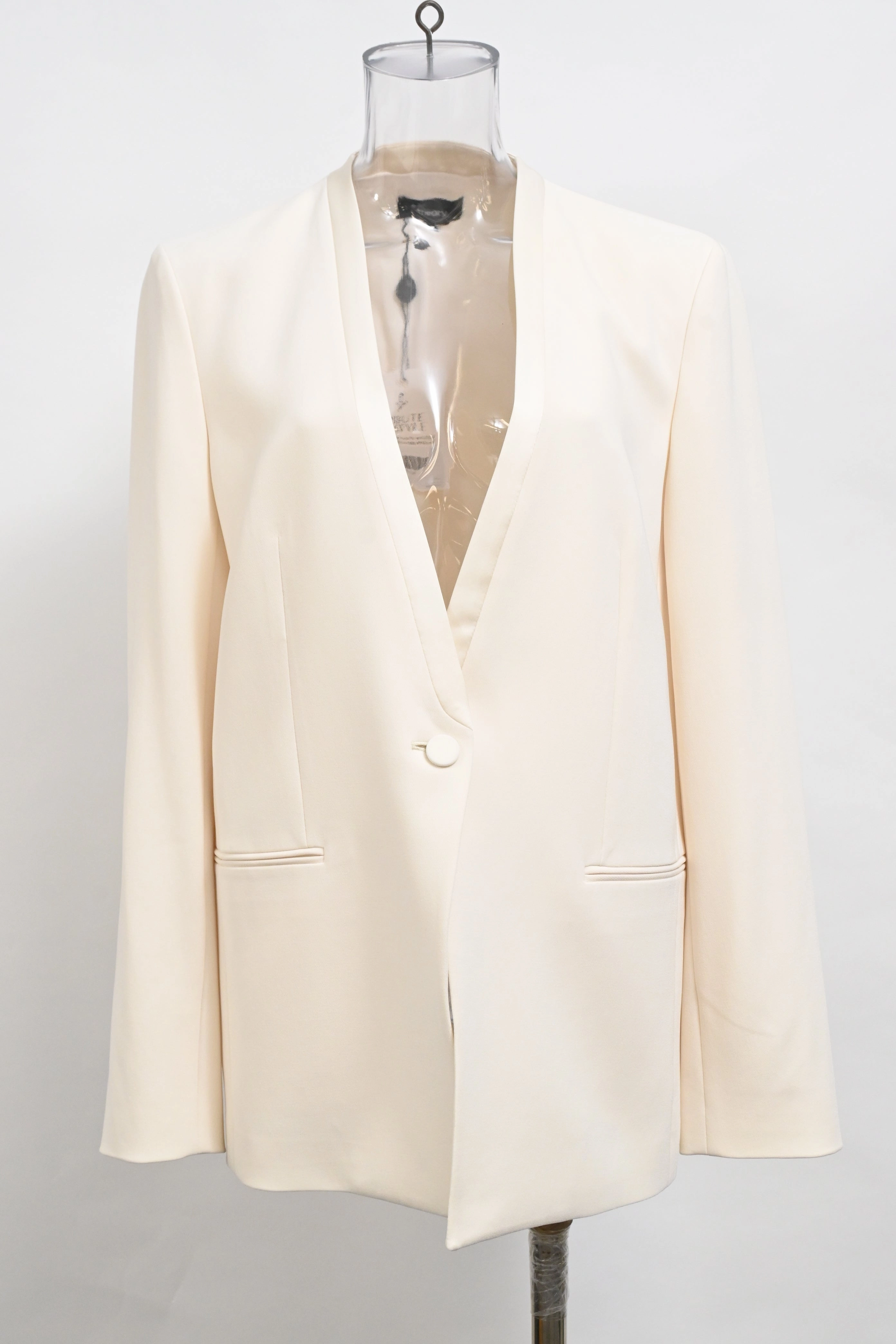 Theory Tuxedo Jacket in White Triacetate
