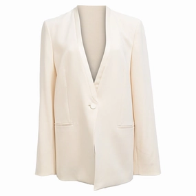 Theory Tuxedo Jacket in White Triacetate