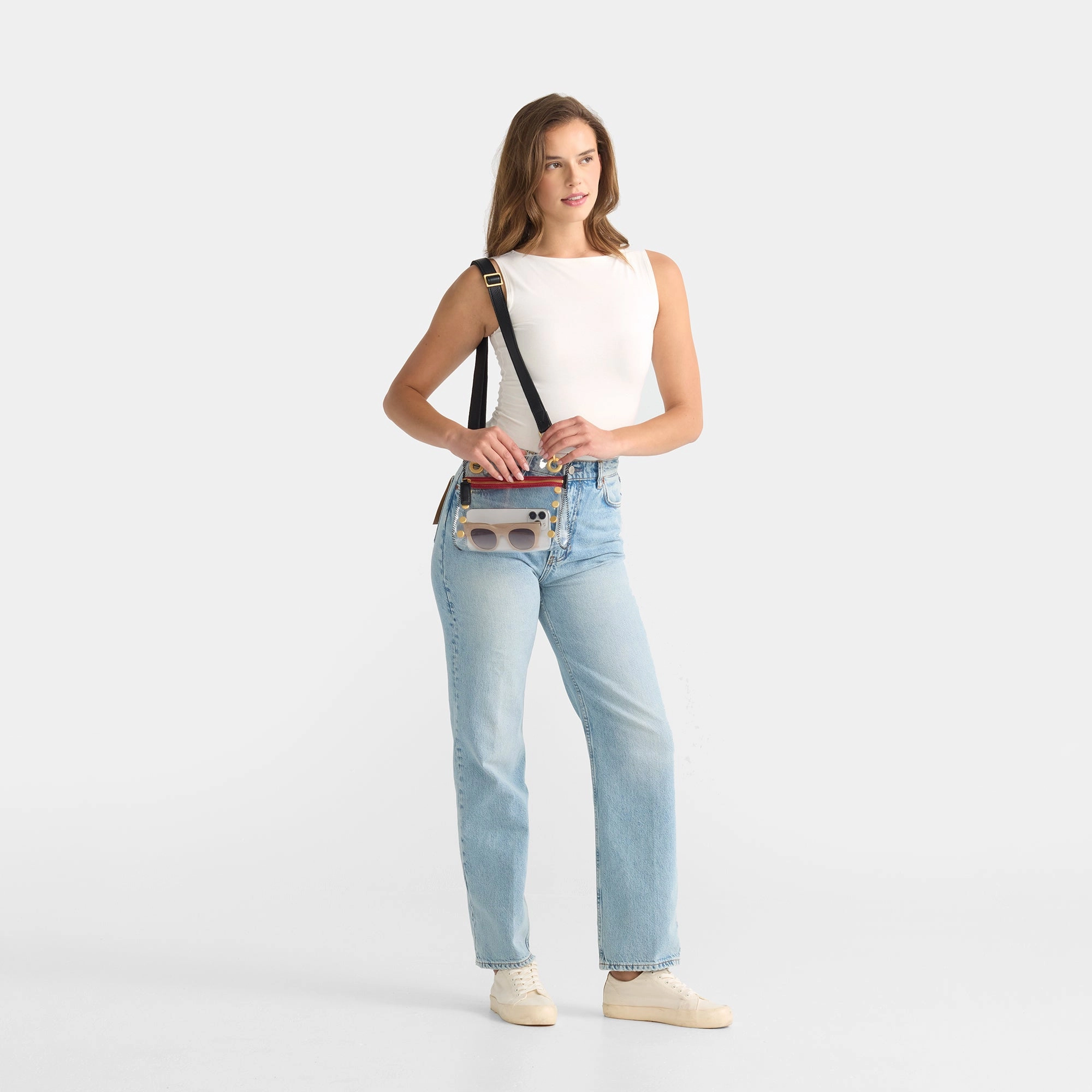 Tony | Clear Black/Brushed Gold Red Zip | Sml