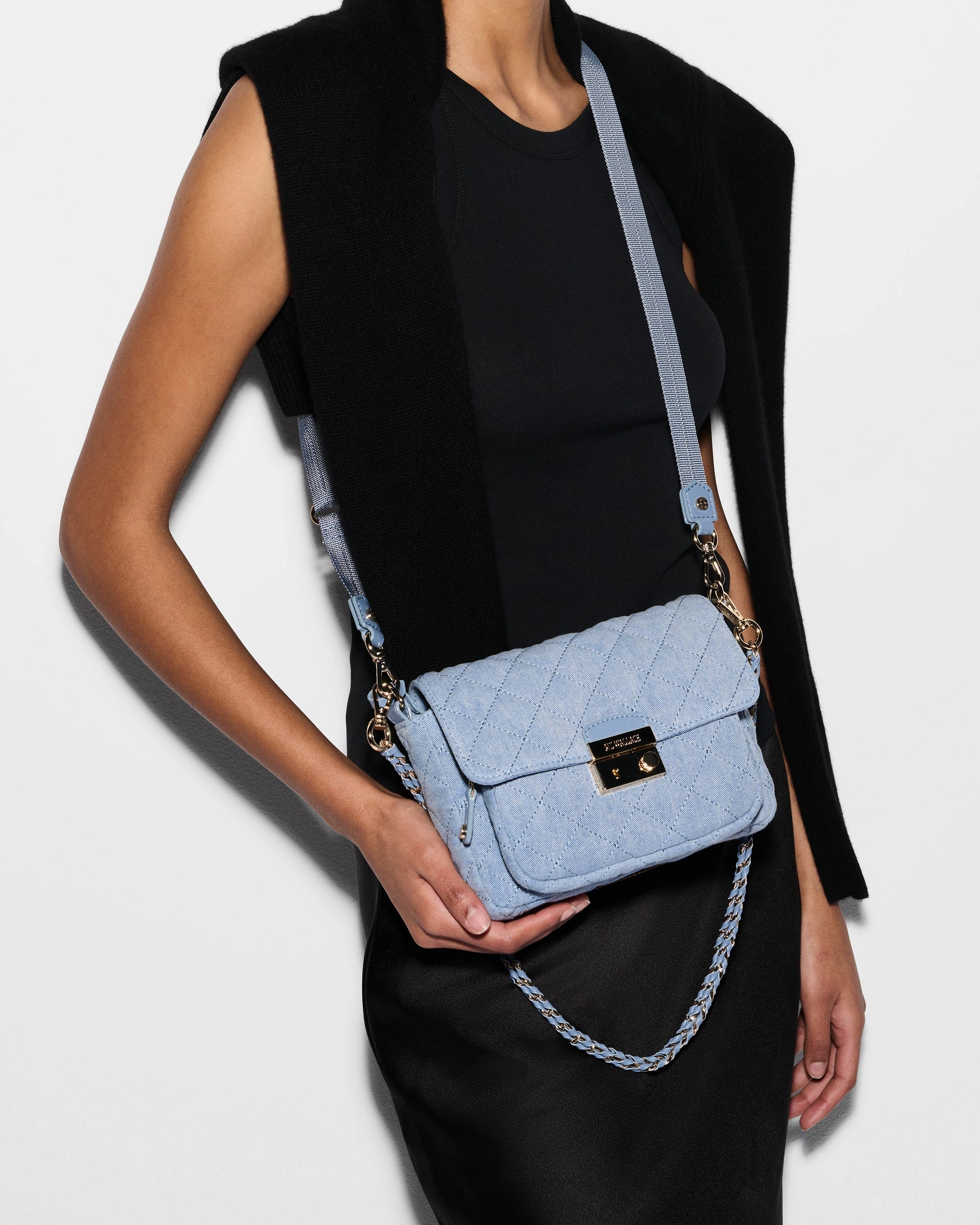 True Light Denim Small Crosby Lock Crossbody