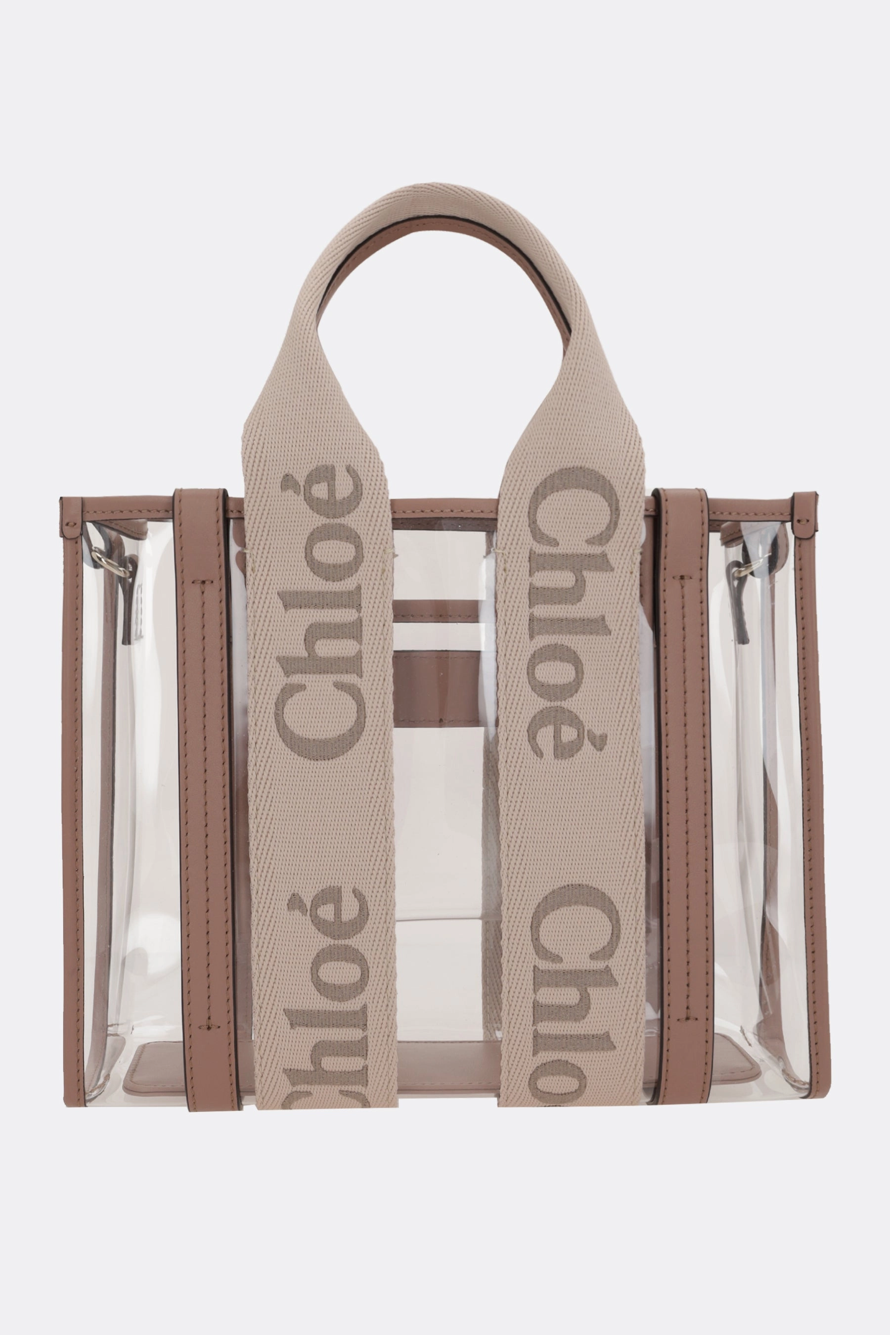 Woody small tote bag in rubber and leather