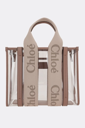 Woody small tote bag in rubber and leather