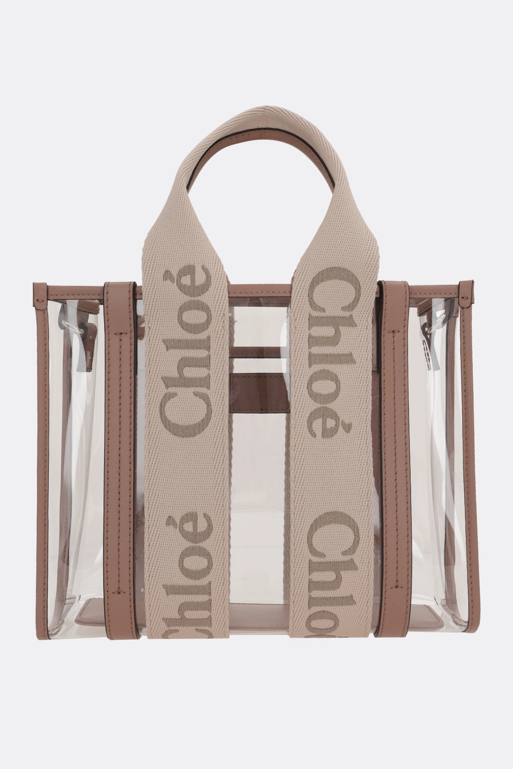 Woody small tote bag in rubber and leather