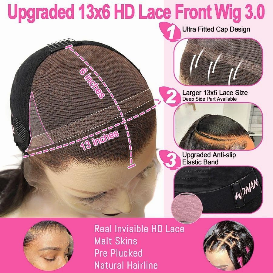 WOWANGEL Chestnut Brown 13x6 Skinlike Real HD Lace Wig Short Wave BOB
