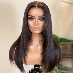 WOWANGEL Layered Cut Skinlike Real HD Lace Frontal Wig 13x4 Straight Glueless Wig