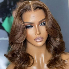 WOWANGEL Light Brown 13x6 Skinlike Real HD Lace Wig Short Wave BOB