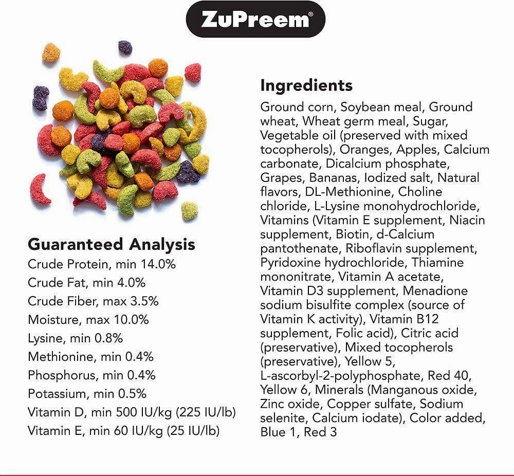 ZuPreem FruitBlend Flavor Food with Natural Flavors for Parrots and Conures